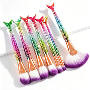 Conjunto de 7 Pincéis de Maquiagem com Pincel Leque e Bolsa de Cosméticos, Cerdas de Nylon e Cabos de Plástico - Product Image 3