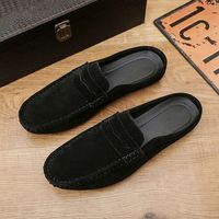 Mocassins Homme à Bout Rond, Demi-Chaussures Respirantes Sans Talon, à Enfiler, Semelle Extérieure en Caoutchouc, Mocassins d'Été pour Homme