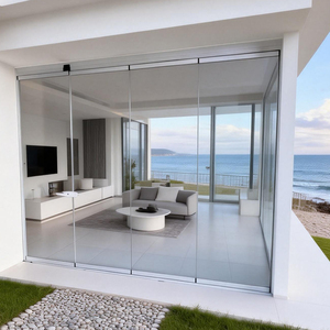 Puerta Plegable de Fábrica HDSAFE, Puerta de Partición de Vidrio Móvil de Aluminio para Exteriores, Pared de Vidrio Corrediza sin Marco, Puerta de Vidrio Plegable - Product Image 1