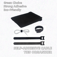Attaches de câble auto-adhésives réutilisables écologiques Double crochet boucle ruban de fixation fil cordon organisateur pour sac de gestion à domicile