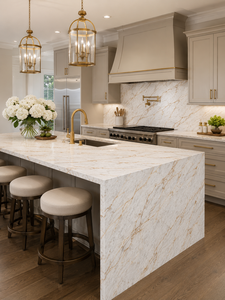แผ่นควอตซ์สังเคราะห์ UNION STONE Gilded Frost ขนาดใหญ่ เป็นมิตรกับสิ่งแวดล้อม ป้องกันมลพิษ กันน้ำ ดีไซน์ทันสมัย สำหรับพื้น ผนัง ห้องน้ำ - Product Image 5