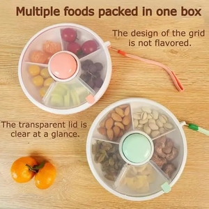 Caja de aperitivos giratoria portátil 2025, contenedor de almacenamiento de alimentos de varios compartimentos para aperitivos de mesa de viaje - Product Image 3