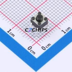 TC110916038N Tactile Switch Through hole Component (THT)-4P,4.5x4.5mm Switch Single Pole Single Throw Round Button 1.6N 3.8mm - Product Image 1