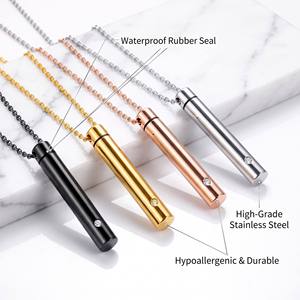 Kalung Guci Mewah Poles Cermin dari Baja Tahan Karat, Liontin Kenang-kenangan Silinder untuk Abu Manusia/Hewan Peliharaan, Perhiasan yang Dapat Dipersonalisasi - Product Image 3