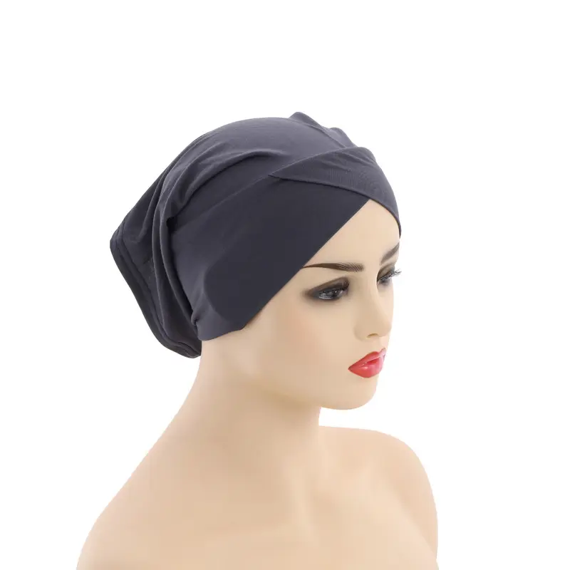 סגנון חדש מותאם אישית גבירותיי למתוח Mercerized כותנה טורבן כובע ערבי נשים צעיף עור ידידותי המוסלמי הפנימי חיג 'אב Caps