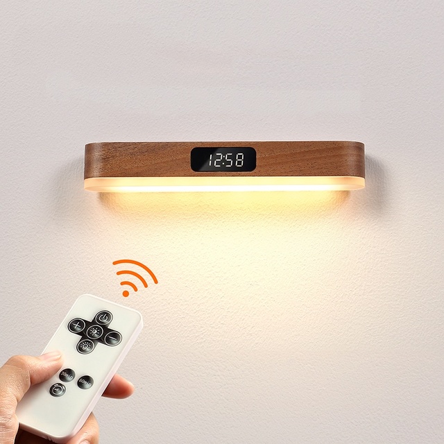 Modern Magnetic Night Light Wall Sconces LED Sensor Manual Control Bedside Lamp Clock Display European Design Warm White
