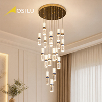 Lustre moderne de luxe en cristal, luminaire suspendu LED à intensité variable pour hôtel, villa, restaurant, salon, plafond