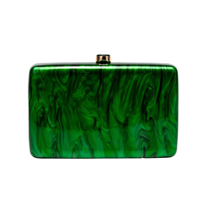 Sac de soirée carré vintage pour femme, pochette en acrylique marbré, sac à main à chaîne métallique scintillante pour réunion de famille, rendez-vous galant - Product Image 5