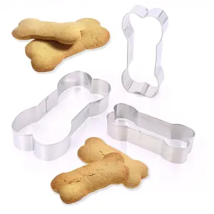 Venta caliente cocina hornear DIY galleta molde Acero inoxidable 3 piezas perro hueso galleta cortador conjunto