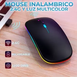 <b>Wireless</b> Optical <b>Mouse</b> With Minimalist RGB Lighting, USB Connection, Ergonomic Design for Right Hand, 1200 Ipsi Tracking Speed, - Product Image 5