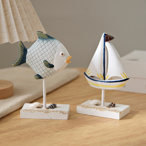 Décoration d'intérieur méditerranéenne, ensemble d'ornements en bois en forme de hippocampe, de poisson et d'étoile de mer pour le salon, artisanat en MDF, ensemble multi-pièces - Product Image 5