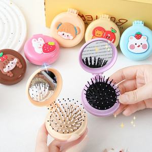 Brosse à cheveux pliante pour enfants avec <span class=keywords><strong>miroir</strong></span> outils cosmétiques peigne à coussin d'air brosse de massage peigne de coiffage du cuir chevelu peigne pliant - Product Image 2