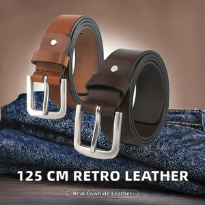 Cinturón de Cuero Vacuno Retro de 125 cm con Hebilla de Acero, Estilo Deportivo de Alta Calidad para Hombre - Product Image 2