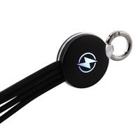 Câble de données en nylon tressé 5 en 1 personnalisé avec porte-clés logo lumineux double entrée charge rapide utilisation multifonctionnelle de téléphone portable