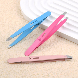 高品質再利用可能ステンレス製眉毛ピンセット　カスタムプライベートラベル　軽量エコフレンドリー　斜めチップ - Product Image 3