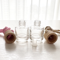 Diffuseur de parfum en verre transparent en forme de cylindre de 5 ml et 8 ml, avec bouchon à vis en bois, pour gravure et impression sérigraphiée, pour désodorisant de voiture