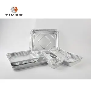 6L Recyclable Disposable Customized Food Grade Large Rectangular Rostar Pan Aluminum Foil Container With Lid Food Packing
