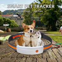 Localisateur GPS intelligent pour animaux de compagnie avec moniteur de fréquence cardiaque étanche IP67 et suivi anti-perte pour chats et chiens (plastique)