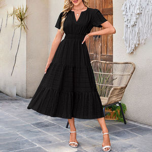 Vestido <span class=keywords><strong>de</strong></span> mujer con cuello en V y manga abullonada <span class=keywords><strong>de</strong></span> gran vuelo, ideal para exportación transfronteriza a <span class=keywords><strong>Estados</strong></span> <span class=keywords><strong>Unidos</strong></span> y Europa en 2026. - Product Image 2