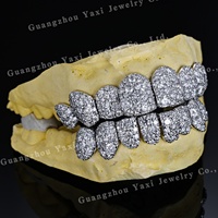 Grillz dentaire Hip Hop personnalisé en argent 925 plaqué or véritable 9K 10K 14K 18K, serti de pierres taille brillant rond, certifié par une tierce partie