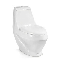 WC monobloc blanc allongé multicolore avec abattant doré pour salle de bain