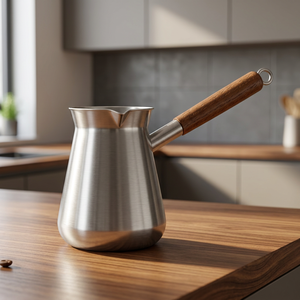 Modern Eco-Friendly Hammered Copper <b>Turkish</b> Coffee <b>Pot</b> with Stainless Steel Lining and Wooden Handle - Product Image 2