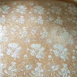 Модная кружевная Свадебная сетчатая ткань цвета слоновой кости с французской вышивкой и блестками и цветочной бахромой для невесты