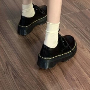 2026 New Spring Women's Black College Style Leather <b>Shoes</b> Thick Sole <b>Height</b> <b>Increasing</b> Retro French & Japanese Style Pumps - Product Image 4