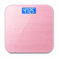 Balance numérique moderne de 26 cm, rose, en verre trempé, affichage LCD bleu rétroéclairé de 2 cm, précision élevée, pour la maison et l'usage personnel