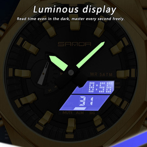 Reloj Electrónico SANDA 3376 para Hombre, Reloj de Pulsera Multifuncional Casual y de Negocios con Cronógrafo y Múltiples Alarmas - Product Image 3