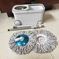 Seau à serpillière rotatif en microfibre à 4 roues, auto-essoreur, avec manche télescopique – Équipement de nettoyage pour usage domestique – Vente chaude