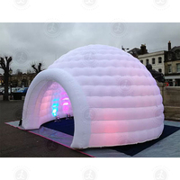 Tente Yurt gonflable, tentes doom gonflables, éclairage LED pour exposition, dôme igloo gonflable blanc