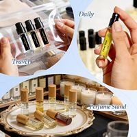Étiquettes personnalisées pour flacons d'échantillons de parfum et d'huiles essentielles, flacons roll-on miniatures pour cosmétiques et parfums.