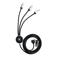 Logo LED personnalisé 3-en-1 3A Câble de charge rapide Cuivre pur Nylon Tressé Promotionnel Câble de données pour téléphone portable Micro USB-C Type-C