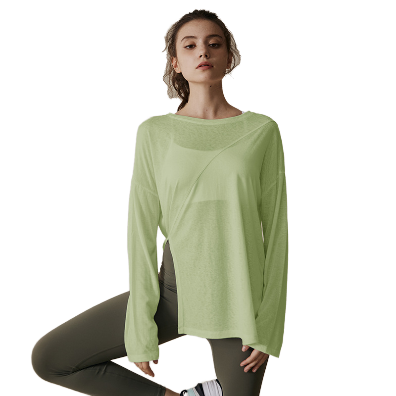 Women's Lightweight for Sweat-Wicking Wrinkle-Resistant Yoga Fitness Long-Sleeved Tops Autumn Winter Running Pilates Front