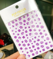 Stiker Kuku 3D Bentuk Daun Holografik Qianya, Stiker Seni Kuku Berkilau, Terbuat dari Plastik, Pemasok Perlengkapan Kuku