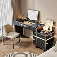 Coiffeuse moderne noire à LED avec coffre de rangement pour maquillage et coiffure, idéale pour chambre, appartement, salle de bain, hôtel