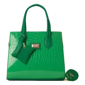 Fana Brina Sac fourre-tout vert pour femme M3830, motif alligator, imprimé plumes, double poignée, sac à main décontracté - Product Image 3