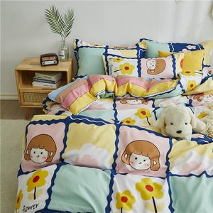 Set <span class=keywords><strong>Copripiumino</strong></span> in Microfibra 4 Pezzi per Bambine con Stampa Floreale e Cartoni Animati, Stile Americano per Uso Domestico - Product Image 3