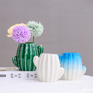 Vasi <span class=keywords><strong>in</strong></span> ceramica smaltata opaca ornamenti moderni <span class=keywords><strong>Cactus</strong></span> inserti floreali piante acquatiche per decorazioni per la casa all'ingrosso soggiorno decorazioni - Product Image 4
