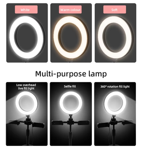 OEM Factory Outlet RGB 6 Inch Ring Light Beauty <b>Wired</b> Light Live Streaming Table Desktop Disc Holder With Dual Clips LED Lights - Product Image 6