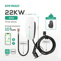 Chargeur de véhicule électrique Ovrod de 22 kW, type 2, station de charge AC pour voiture électrique