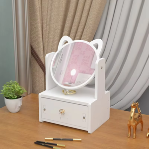 Diskon besar grosir desain baru cermin rias telinga kucing populer meja rias cermin putar dengan cermin - Product Image 4