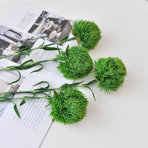 Composition florale artificielle en forme de boule de poils verts, avec feuilles et boule de épines, en PVC souple, pour la décoration paysagère - Product Image 3