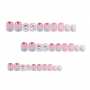 Faux ongles à presser pour Halloween, motif œil de chat fantôme mignon, cœur rose, toile d'araignée, mummy, effet goutte de venin, pour salon, DIY et fête - Product Image 3
