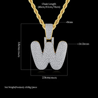 Colliers de bijoux avec lettres de rappeur hip-hop JINSE, vente en gros de colliers avec nom, collier en zircon cubique