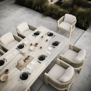 Ensemble de mobilier de jardin en teck moderne et pastoral, tables et chaises de patio, meubles d'extérieur, imperméables, protection solaire, fabricant de chaises en teck - Product Image 3
