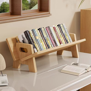 Organizador de libros de escritorio de madera maciza, diseño moderno y sencillo de 1 nivel para estante de almacenamiento de escritorio de oficina - Product Image 2
