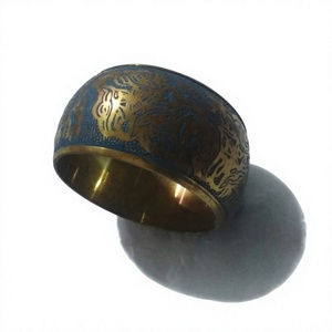 Porte-serviettes en laiton gravé, écologique, patine bleue, décoration de table pour restaurants et hôtels, porte-serviettes en métal - Product Image 1