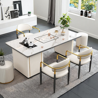 Ensemble de petite table à thé moderne de luxe Bouilloire en pierre intégrée pour bureau ou balcon Table à thé en ardoise simple et légère